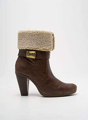 Botine/ghete material neted toc de 7 la 9 cm maro LPB femeie