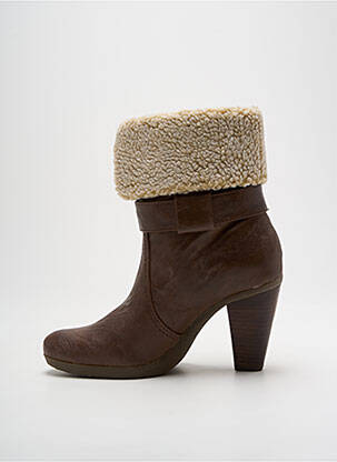Botine/ghete material neted toc de 7 la 9 cm maro LPB femeie