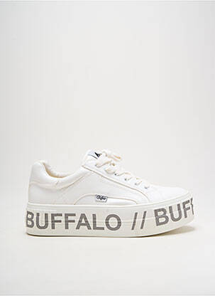 Adidași țesătură satinată toc de 4 la 6 cm alb BUFFALO femeie