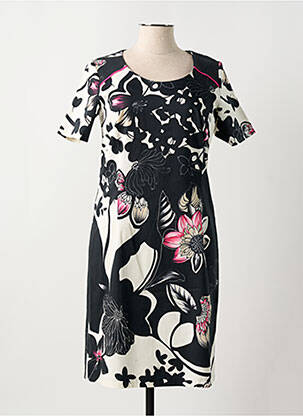 Rochie midi imprimeu floral mâneci scurte negru JEAN DELFIN femeie