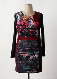 Rochie midi imprimeu fantezie mâneci lungi negru GUY DUBOUIS femeie