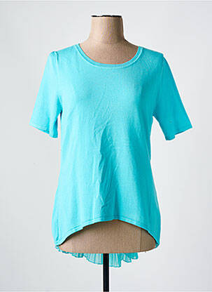 Pulover croială cambrată mâneci scurte albastru MARBLE femme