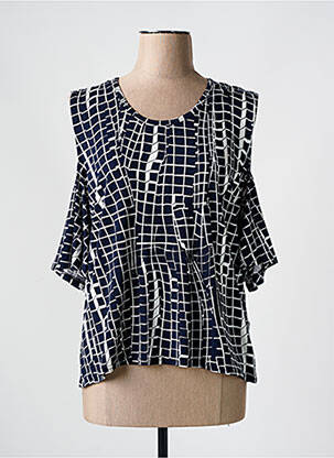 Top elasticitate mâneci 3/4 albastru MARBLE femme