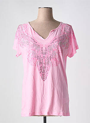 Tricou guler în v mâneci scurte roz BETTY BARCLAY femeie