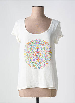 Tricou serigrafie flockată mâneci scurte alb SURKANA femeie