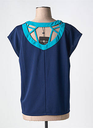 Tricou croială dreaptă mâneci scurte albastru SURKANA femeie