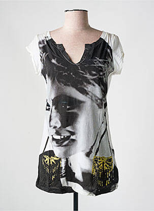 Tricou imprimeu fantezie mâneci scurte bej ANDY WARHOL BY PEPE JEANS femeie