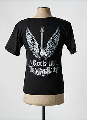 Tricou croială cambrată mâneci scurte negru CRYSTAL VINTAGE bărbat