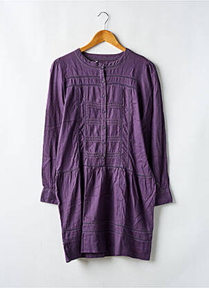 Rochie midi guler rotund mâneci lungi violet LE TEMPS DES CERISES fată
