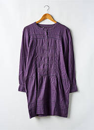 Rochie midi guler rotund mâneci lungi violet LE TEMPS DES CERISES fată