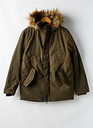 Parka finisaj interior dublat cu glugă verde LE TEMPS DES CERISES fată
