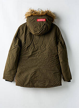 Parka finisaj interior dublat cu glugă verde LE TEMPS DES CERISES fată