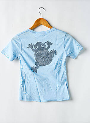 Tricou croială cambrată mâneci scurte albastru BERENICE fată