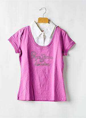 Tricou croială cambrată mâneci scurte roz PEPE JEANS fată