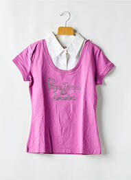 Tricou croială cambrată mâneci scurte roz PEPE JEANS fille