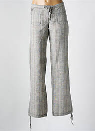 Pantalon drept închidere cu fermoar sub clapetă cu nasturi talie joasă gri LOIS femme