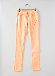 Pantalon slim închidere cu fermoar sub clapetă cu nasturi portocaliu LE TEMPS DES CERISES fille
