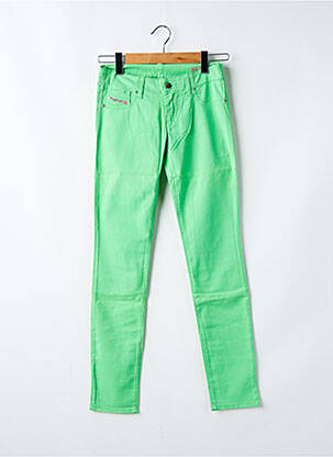 Pantalon slim țesătură poplin verde DIESEL fată