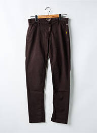 Pantalon slim țesătură poplin mărime reglabilă maro JAPAN RAGS fată