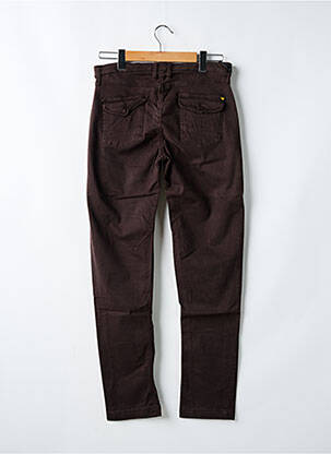 Pantalon slim țesătură poplin mărime reglabilă maro JAPAN RAGS fată