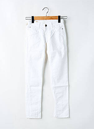 Pantalon slim țesătură poplin mărime reglabilă alb RWD fată