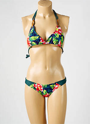 Costum de baie din două piese elasticitate top triunghiuri albastru PULL IN femeie
