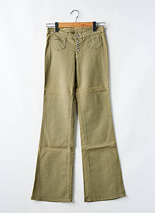 Pantalon evazat țesătură poplin verde CIMARRON fată