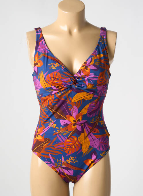 Costum de baie dintr-o singură piesă bretele elastice albastru LIVIA femme