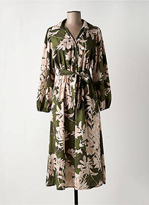 Rochie midi imprimeu floral mâneci lungi verde MADISON femeie