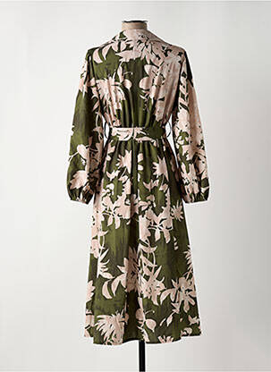 Rochie midi imprimeu floral mâneci lungi verde MADISON femeie