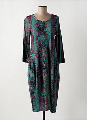 Rochie midi imprimeu fantezie mâneci lungi albastru ORIENTIQUE NATURALLY femeie