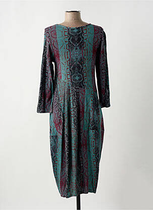 Rochie midi imprimeu fantezie mâneci lungi albastru ORIENTIQUE NATURALLY femeie