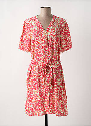 Rochie midi imprimeu floral mâneci scurte roz JULIE GUERLANDE femeie