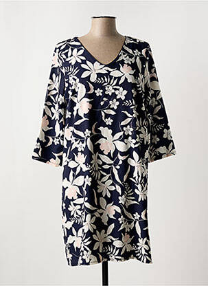 Rochie midi imprimeu floral mâneci 3/4 albastru VICTORIA femeie