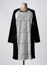 Rochie midi imprimeu fantezie mâneci lungi negru SIGNATURE femme