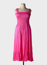 Rochie lungă croială cambrată bretele subțiri roz C'MELODIE femme