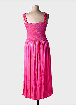 Rochie lungă croială cambrată bretele subțiri roz C'MELODIE femeie