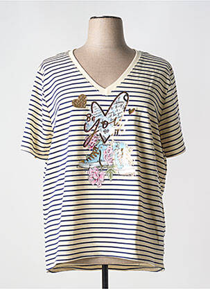 Tricou croială dreaptă mâneci scurte bej MINA ROSA femeie