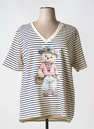 Tricou croială dreaptă mâneci scurte bej MINA ROSA femeie