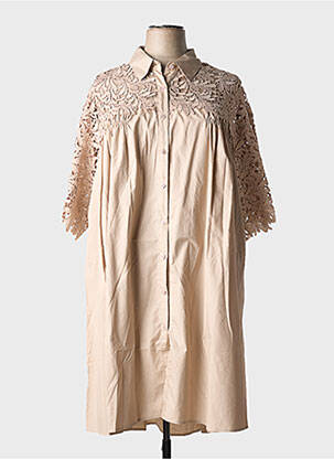 Rochie midi mâneci 3/4 mâneci 3/4 bej BUBBLEE femeie