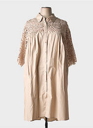 Rochie midi mâneci 3/4 mâneci 3/4 bej BUBBLEE femeie