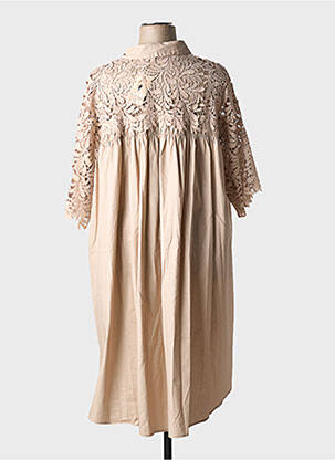 Rochie midi mâneci 3/4 mâneci 3/4 bej BUBBLEE femeie