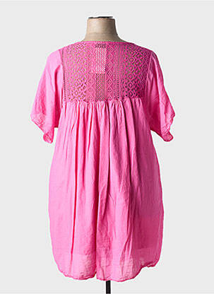 Rochie scurtă croială evazată mâneci scurte roz MADE IN ITALY femeie