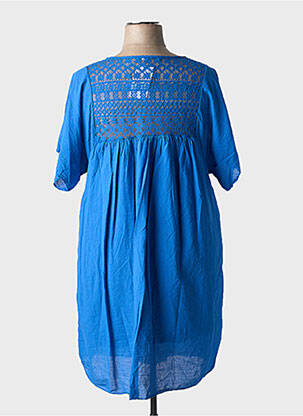 Rochie scurtă mâneci scurte mâneci scurte albastru MADE IN ITALY femeie