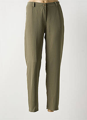 Pantalon 7/8 talie cu cleme mărime normală verde SIGNE NATURE femeie