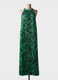 Rochie lungă imprimeu fantezie fără mâneci verde LEO & UGO femme