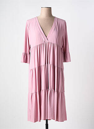 Rochie midi mâneci 3/4 mâneci 3/4 roz INDIES femeie