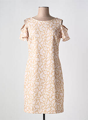 Rochie midi țesătură crep mâneci scurte roz FUEGO WOMAN femeie
