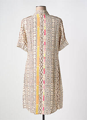Rochie midi mâneci scurte mâneci scurte bej FUEGO WOMAN femeie