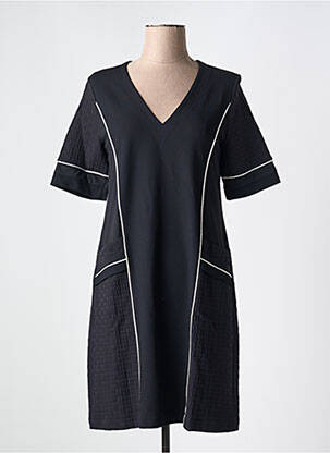 Rochie midi țesătură crep mâneci scurte negru INDIES femeie